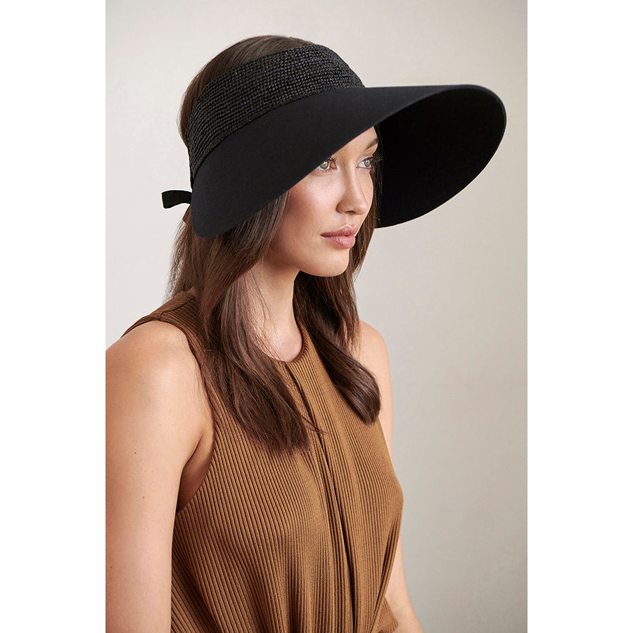 Rosalie Sun Visor in Charcoal Black Helen Kaminski AU