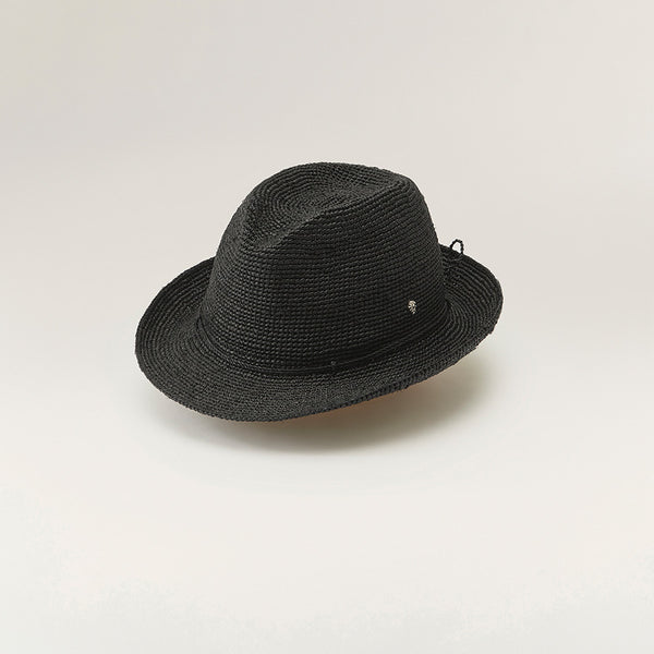 Fai Charcoal Raffia Foldable Fedora Hat Helen Kaminski