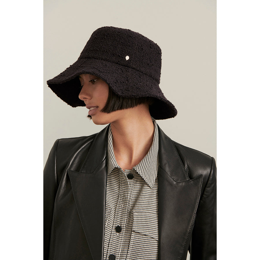 Winona Bucket Hat in Black Boucle - Helen Kaminski AU – Women's Fabric Hats