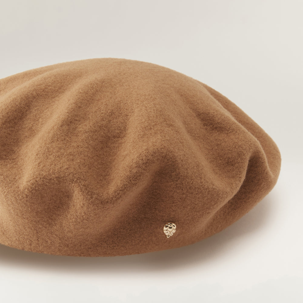 Helen Kaminski Australian Merino Wool Camel Melange Beanie Hat One store Size New