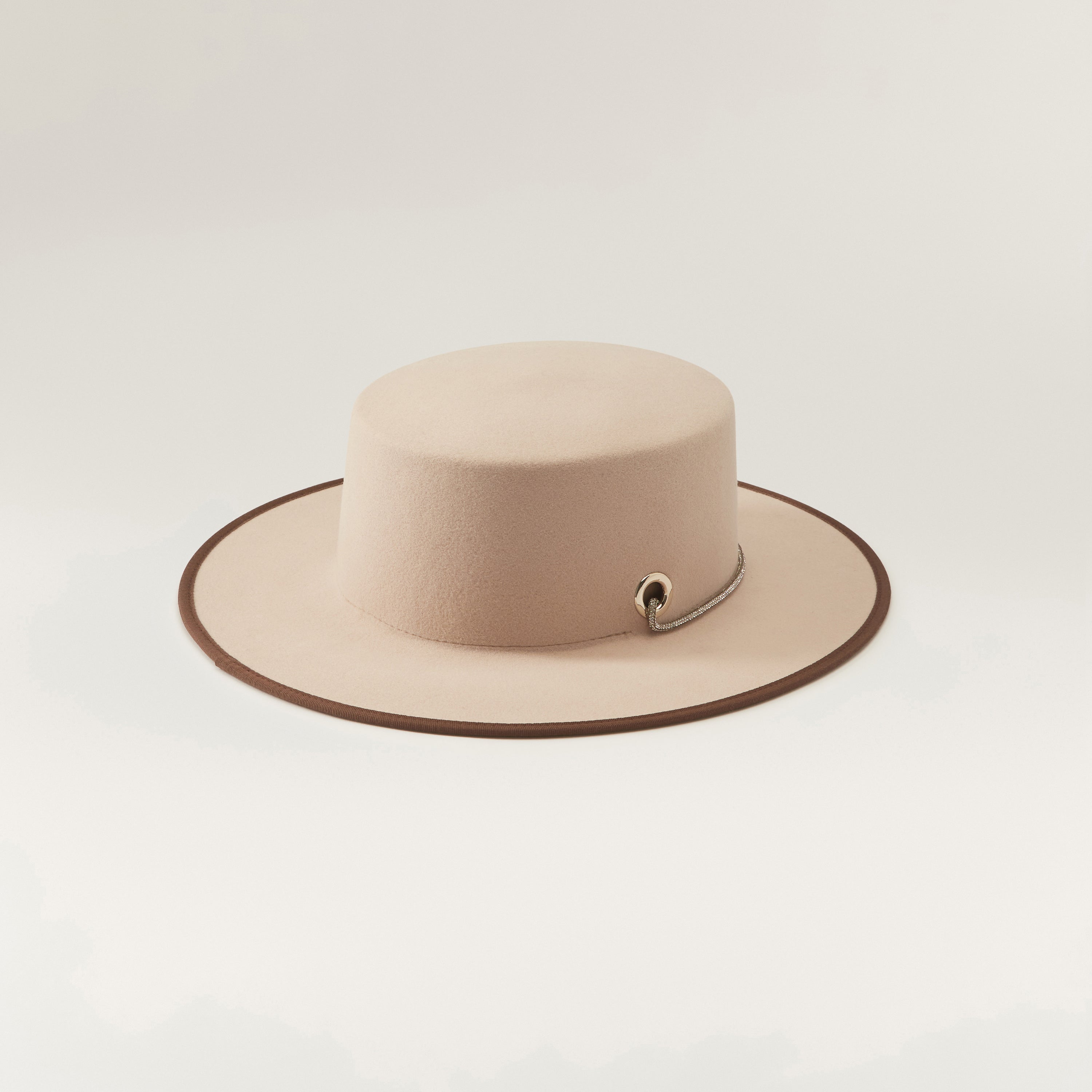 Nasia Boater Hat in Ecru Almond Sparkle - Helen Kaminski AU