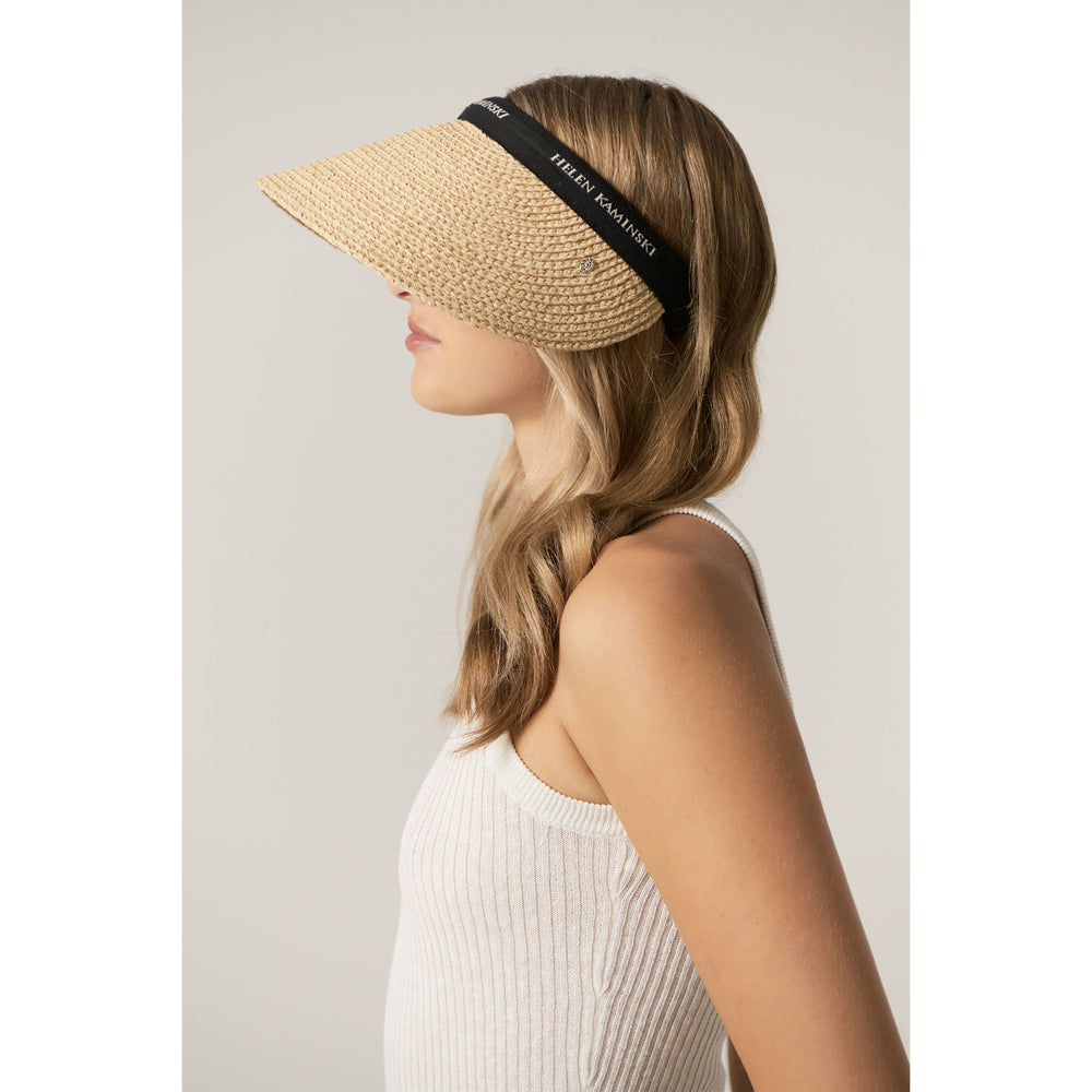 Bianca 12 Visor in Natural Black Logo - Helen Kaminski AU